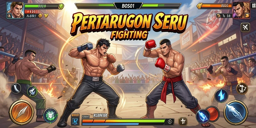 Tampilan gameplay BOS01 yang penuh aksi dan pertarungan seru.