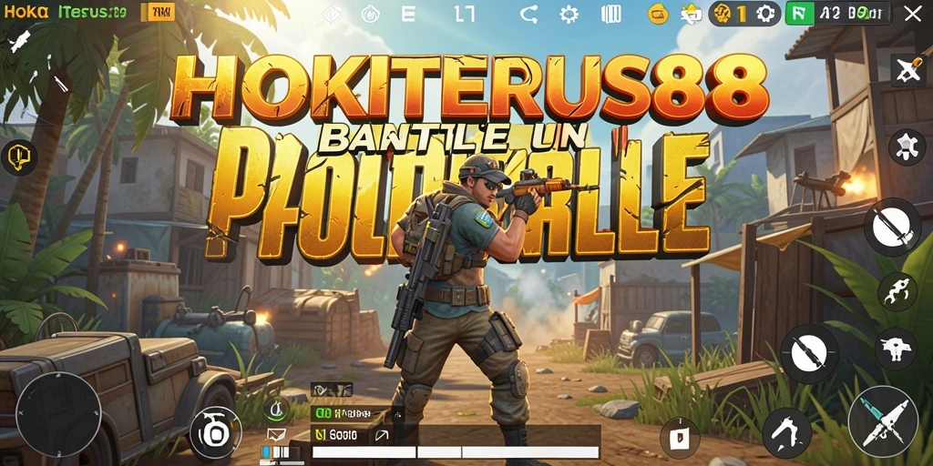 Screenshot gameplay HOKITERUS88 menampilkan aksi Battle Royale yang intens.