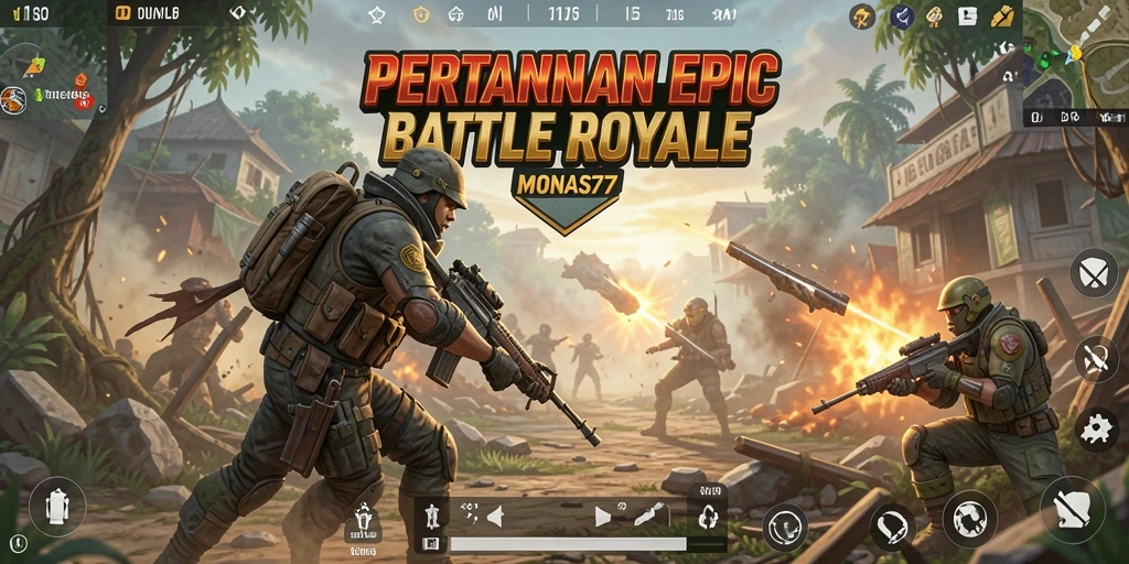 Tangkapan layar gameplay <strong>MONAS77</strong> yang menampilkan aksi seru dalam pertarungan Battle Royale.